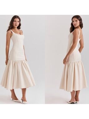 amore vintage cream dropped waist midi dress House of CB 'Amore' Vintage Cream Dropped Waist Midi Dress NWOT